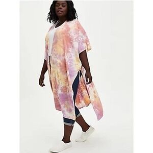 Torrid plus size pink tie dye ruana cover shawl cardigan wrap poncho adjustable